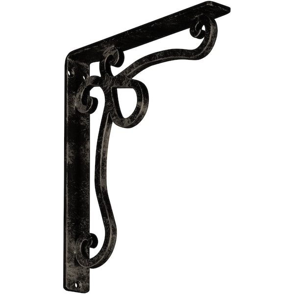 Ekena Millwork Orleans Wrought Iron Bracket, (Single center brace), Antiqued Pale Gold 1 1/2"W x 10"D x 12"H BKTM01X10X12SOLAPG - main
